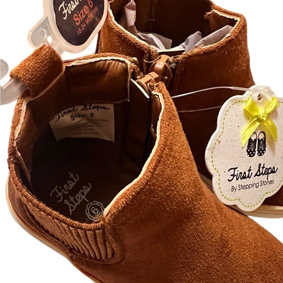First Steps, Baby Shoes Boots, Chelsea Pull On/Zip Elastic Ankle Brown  Sz 6 - Picture 7 of 7